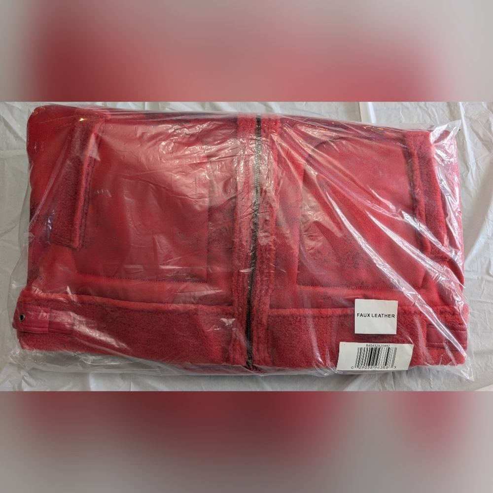 G by Giuliana Black Label Faux Suede and Shearling Zip-Front Coat Scarlet Red M - Picture 12 of 16